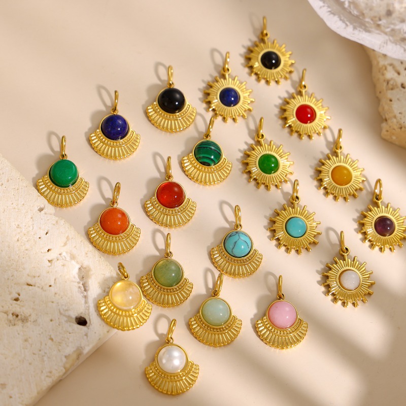 Gold Plated Sunburst Natural S - Jewelry Making Gemstones 评论和价格