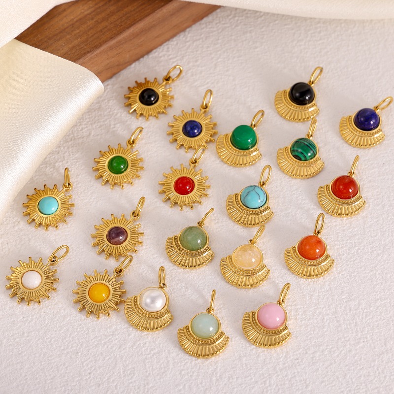 Gold Plated Sunburst Natural S - Jewelry Making Gemstones 评论和价格