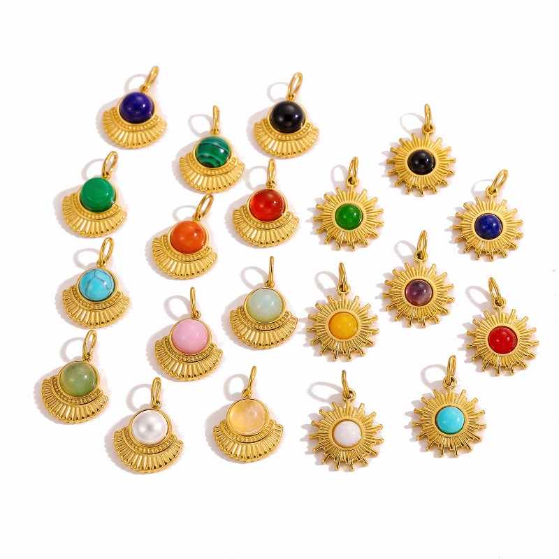Gold Plated Sunburst Natural S - Jewelry Making Gemstones 评论和价格