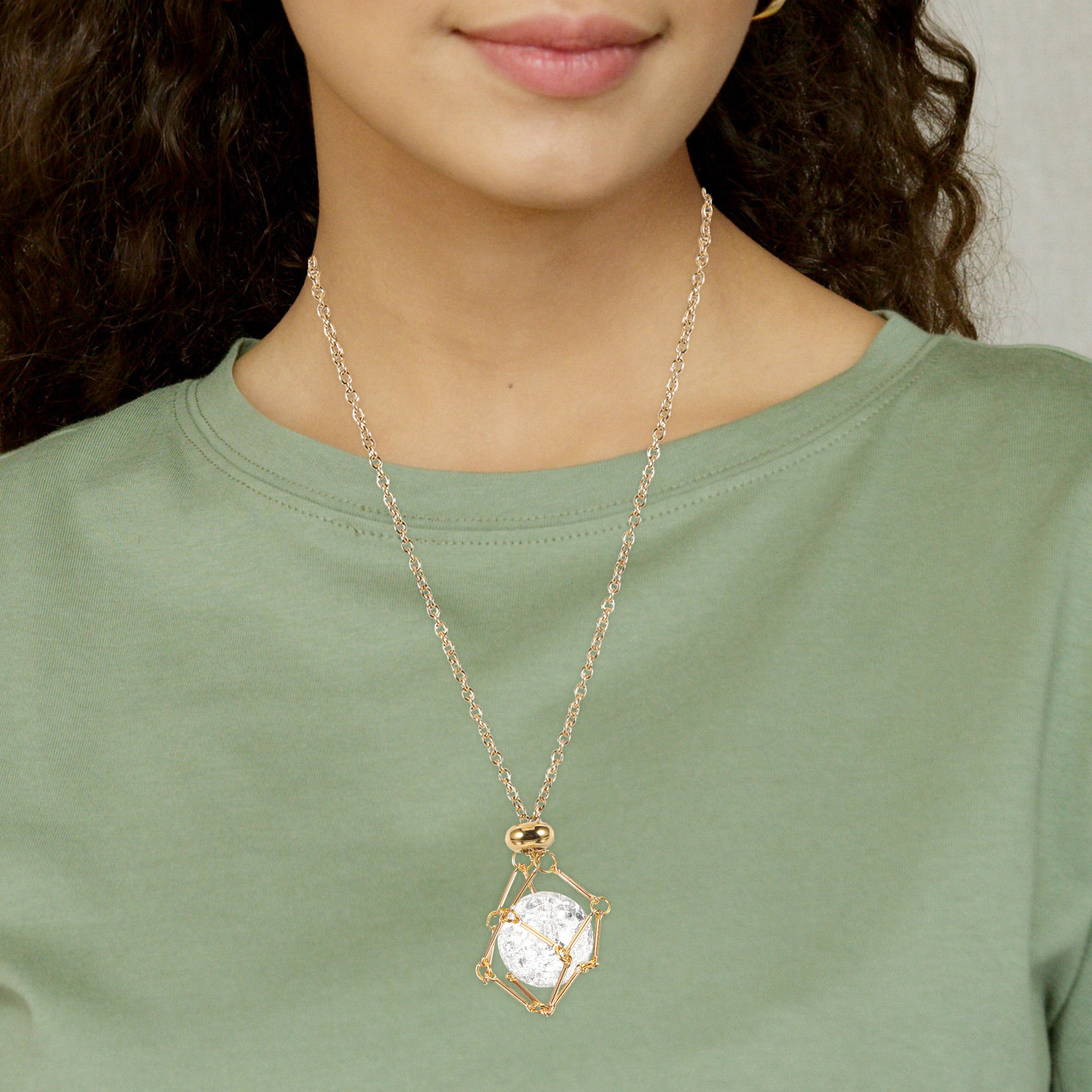 Metal Crystal Holder Necklace  - Jewelry Making Gemstones 评论和价格